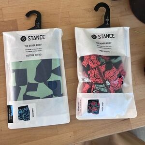 Two pairs of Stance Boxer Briefs Pack - Green & Black, Red Floral Designs